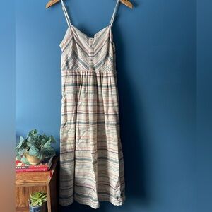 lovestitch Cream Striped Maxi Sundress with Pastel Accents